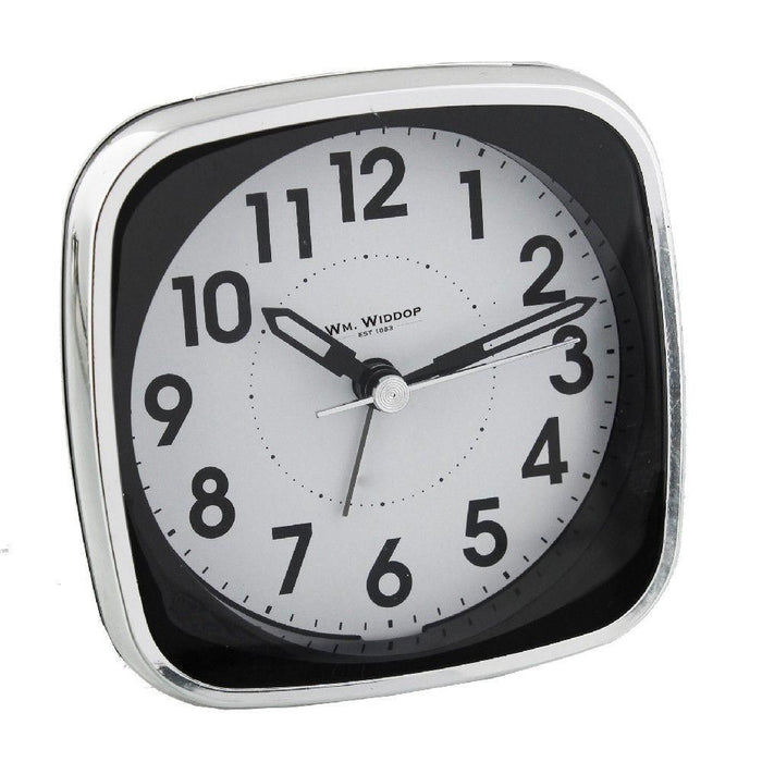 Wm Widdop Square Alarm Clock - Sweep/Light/Snooze - Black