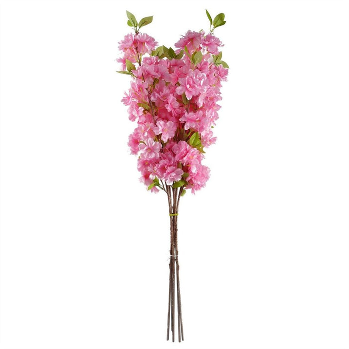 Premium 6-Piece 100cm Pink Artificial Blossom Stems - High-Quality Silk Flowers & Leaves for Elegant Arrangements