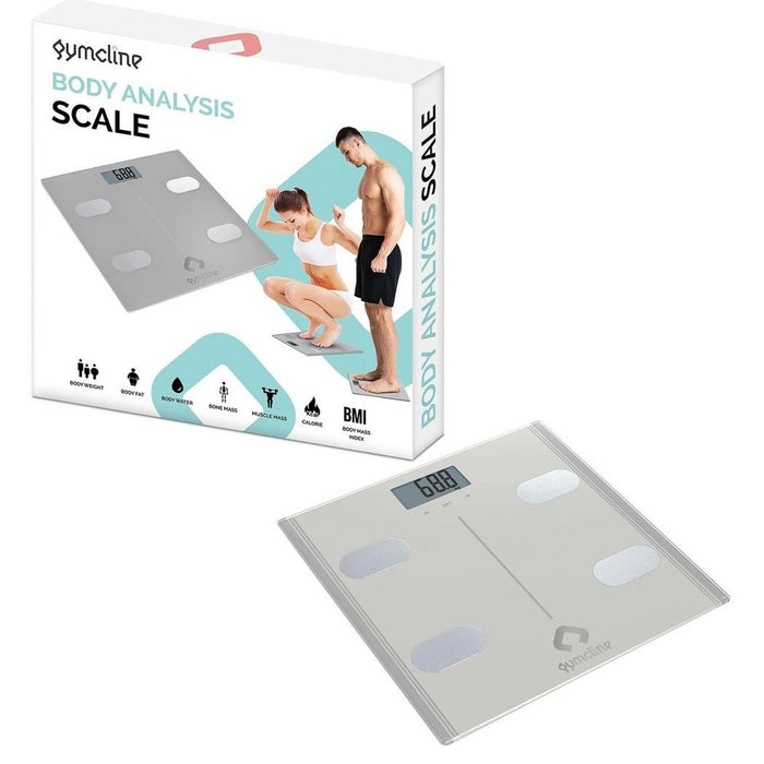 Gymcline Body Analysis Scale w/ BMI Report & Daily Calorie Intake Guide, Silver