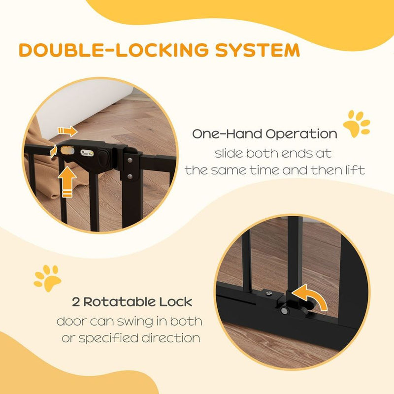 PawHut Adjustable Pet Gate w/ Extensions & Adjustable Screws, Black