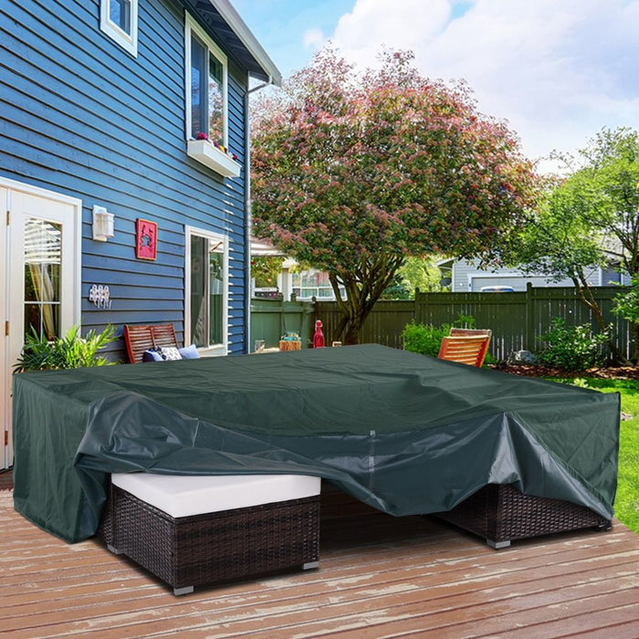 Durable 230x230cm Green Outdoor Furniture Cover | Heavy-Duty PVC Coated 600D Waterproof Protection