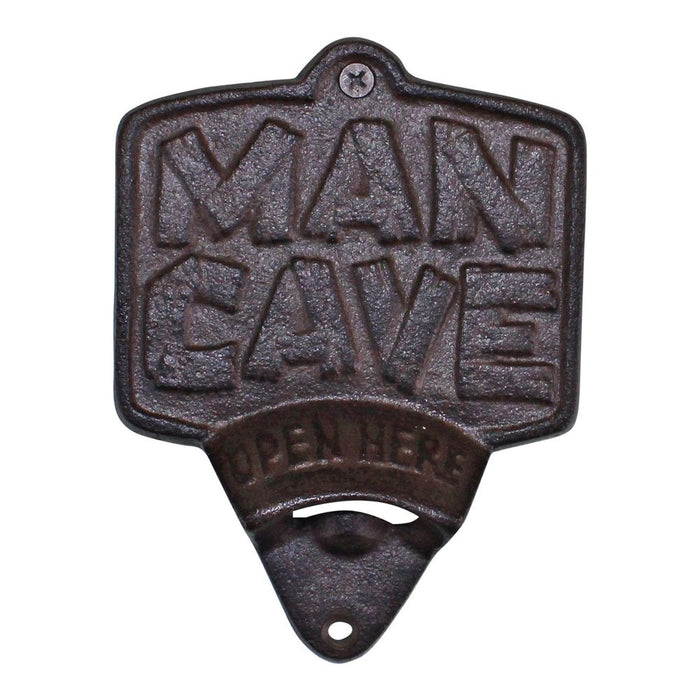 Premium Cast Iron Man Cave Bottle Opener - Wall Mounted Rustic Design for Easy Opening - High Quality & Durable