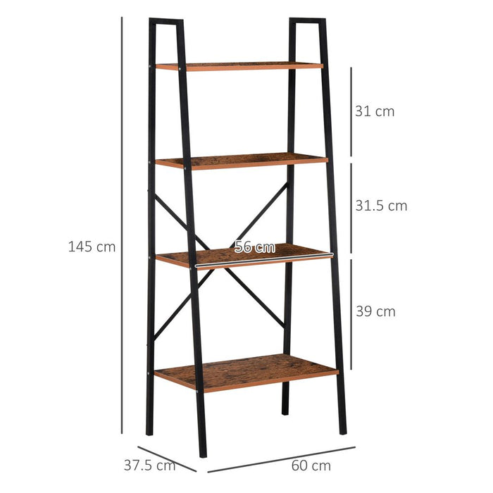 4-Tier Minimalistic Ladder Shelf Unit Steel Frame Home Display Storage