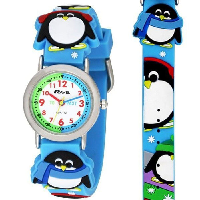 Ravel Children 3D Cartoon Time Teacher Watch - Penguin Design