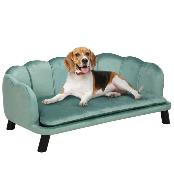 PawHut Dog Sofa Bed, Cushioned Pet Couch for Medium to Large Dogs - Green