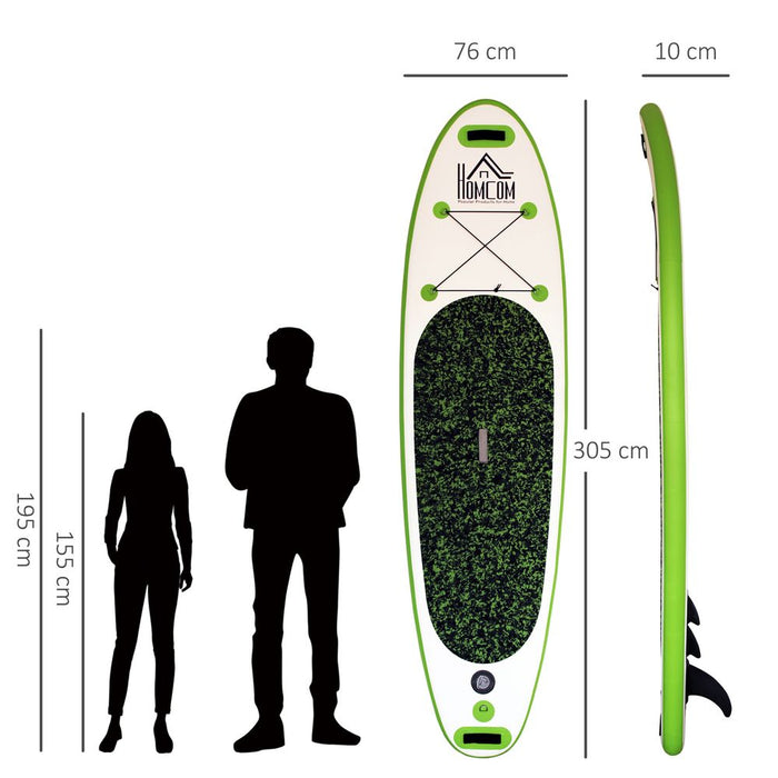 10ft Inflatable Surfing Board Kit - Paddle, Bag, Pump, Fin, HOMCOM