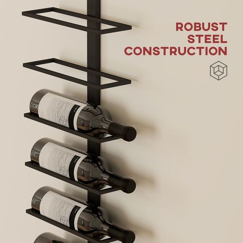 HOMCOM Wall Mount Wine Rack, Wall Wine Rack for 10 Wine Bottles, Black