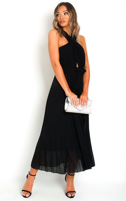 Slay in Pleated Crossover Maxi Dress