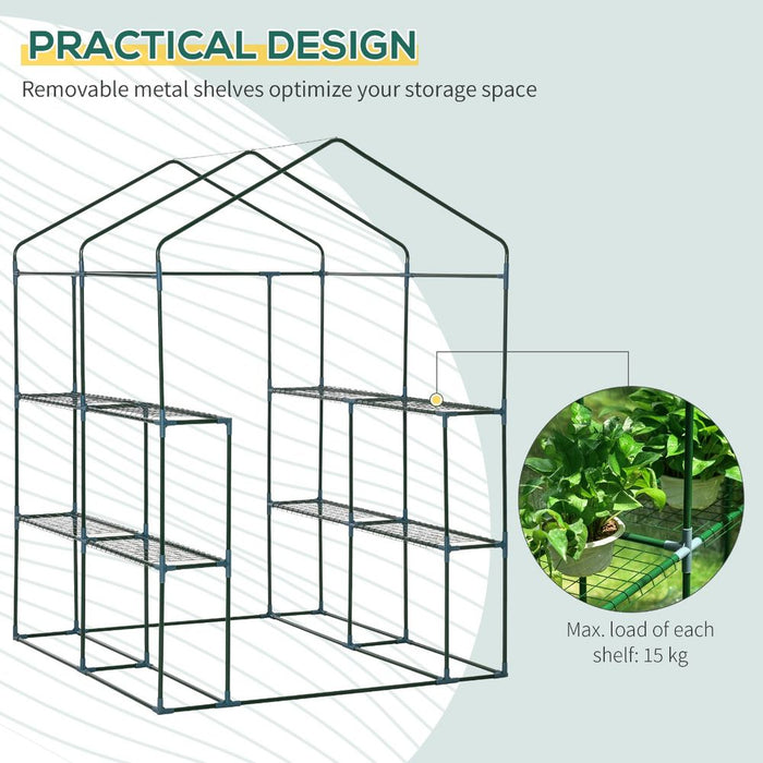 Sturdy Steel Frame Greenhouse | 2 Shelves | Perfect for Flowers, Plants, & Vegetables