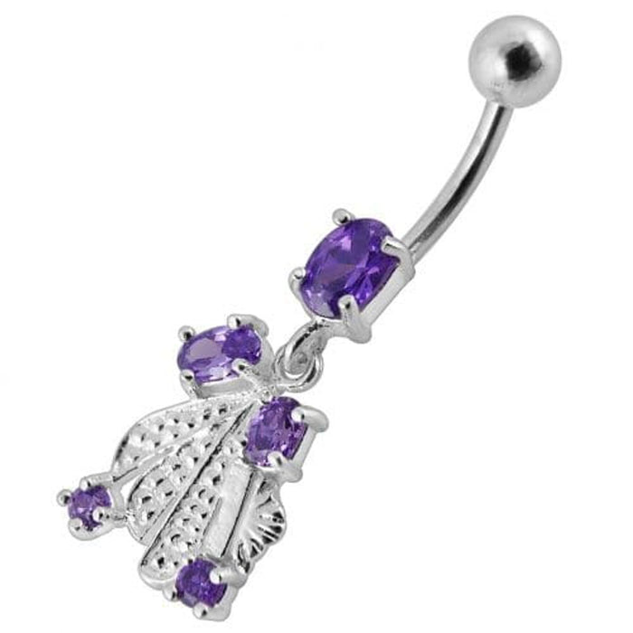 Fancy Silver Dangling Belly Ring With SS Banana Bar