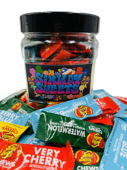 Jelly Belly Chew Jar: Fruit Flavour Taffy Chews - Imported from USA - 4 Delicious Flavours - Perfect Gift!