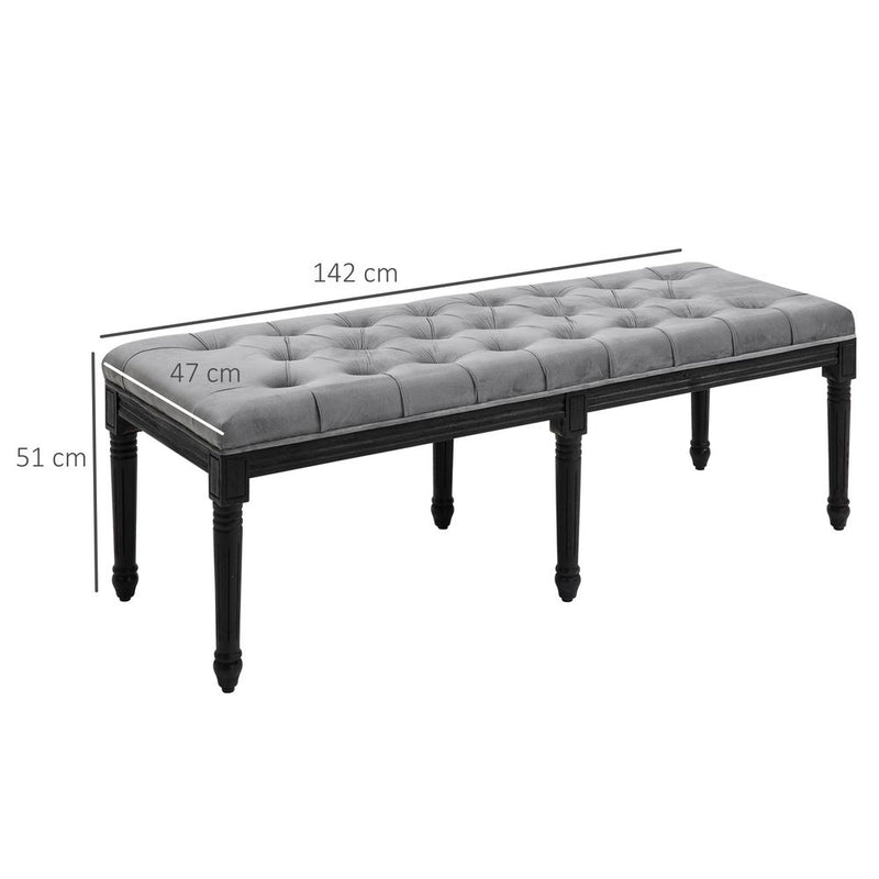 HOMCOM Fabric Bed End Bench Velvet Upholstered Tufted Accent Lounge Sofa