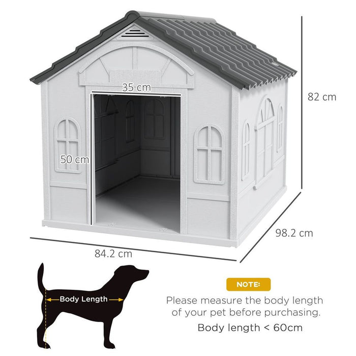 PawHut Weather-Resistant Dog House - Grey