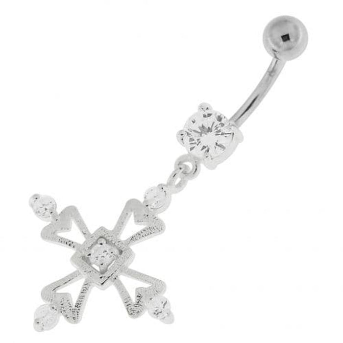 Jeweled Irish Cross Navel Belly Button Ring