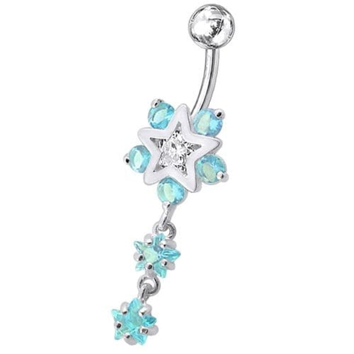 Fancy Jeweled Star Dangling Belly Ring