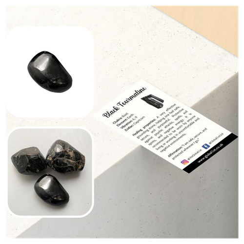 Tumbled Crystals, Pack of 6, Black Tourmaline
