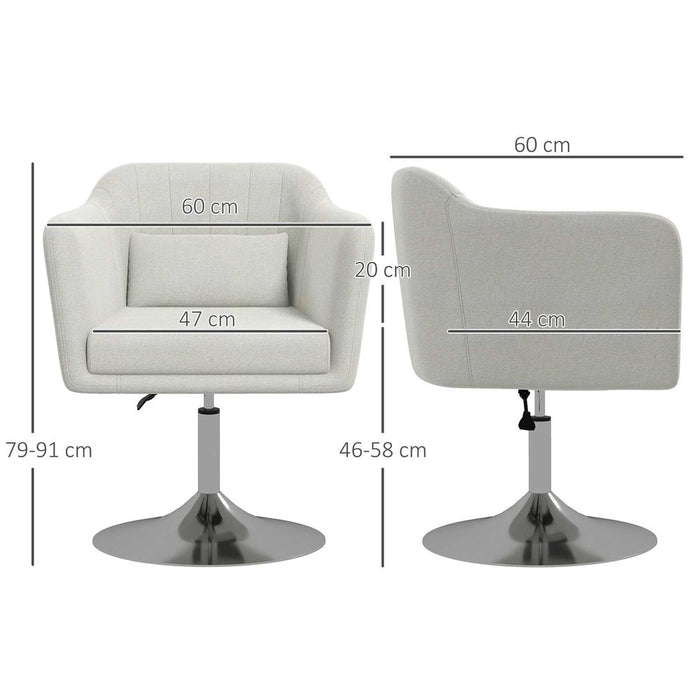 HOMCOM Retro Linen Swivel Chair | Steel Frame | Cushion Seat | Cream White