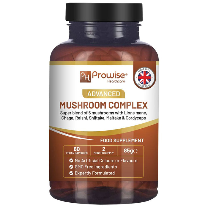 Advanced Mushroom Complex | 6 Mushroom Blend | 60 Vegan Caps | UK Made