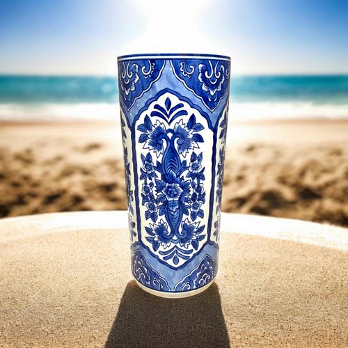 18" BLUE WHITE UMBRELLA STAND