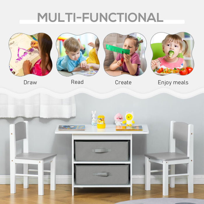 Stylish 3-Piece Toddler Furniture Set w/ Storage Drawers - Perfect for Kids' Playrooms - Easy to Clean & Assemble