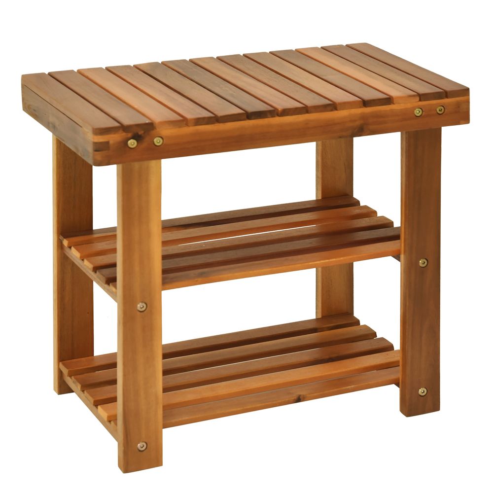 Acacia Wood Shoe Bench, 3-Tier 50x28 x 45 cm — InStock