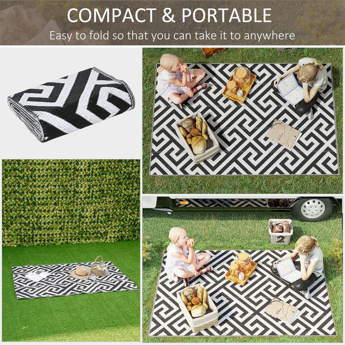 121x182cm Reversible Outdoor Rug Portable Plastic Straw RV Outsunny