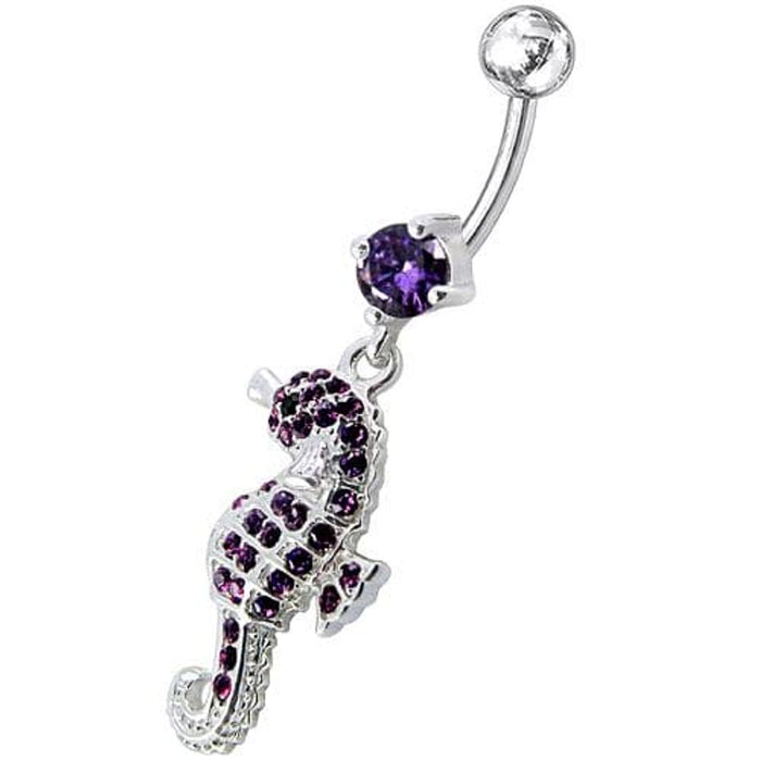 Jeweled Sea Horse Dangling Belly Ring