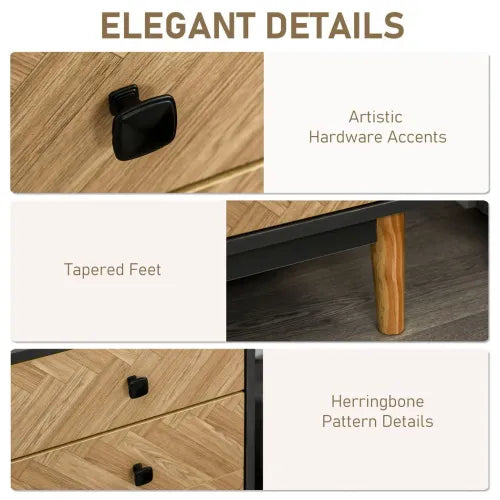 Wooden 5-Drawer Storage Cabinet Chest with Metal Handles Bedroom Living Room