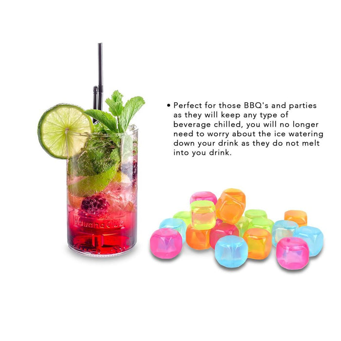 Vinsani Multi-Packs Frozen Cold Drink Freezer Chilled Reusable Fast Freeze Water Filled Ice Cubes for Drinks - Ideal for BBQ Parties, Summer Picnics or General Use - Multicoloured