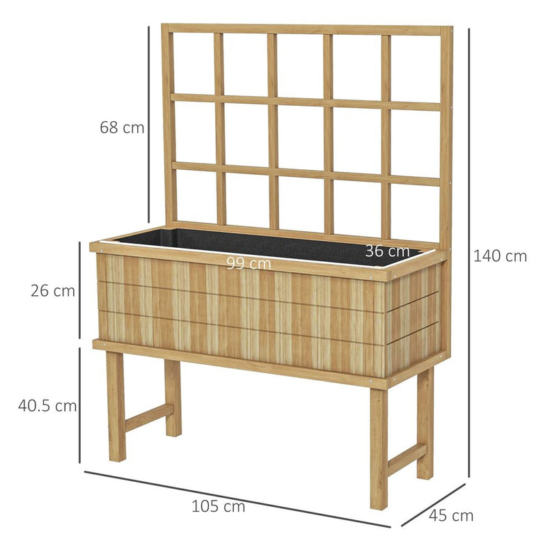 Premium Wooden Raised Planter w/ Trellis | Drain Holes | High-Quality Elevated Garden Bed