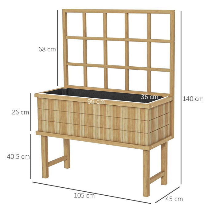 Premium Wooden Raised Planter w/ Trellis | Drain Holes | High-Quality Elevated Garden Bed