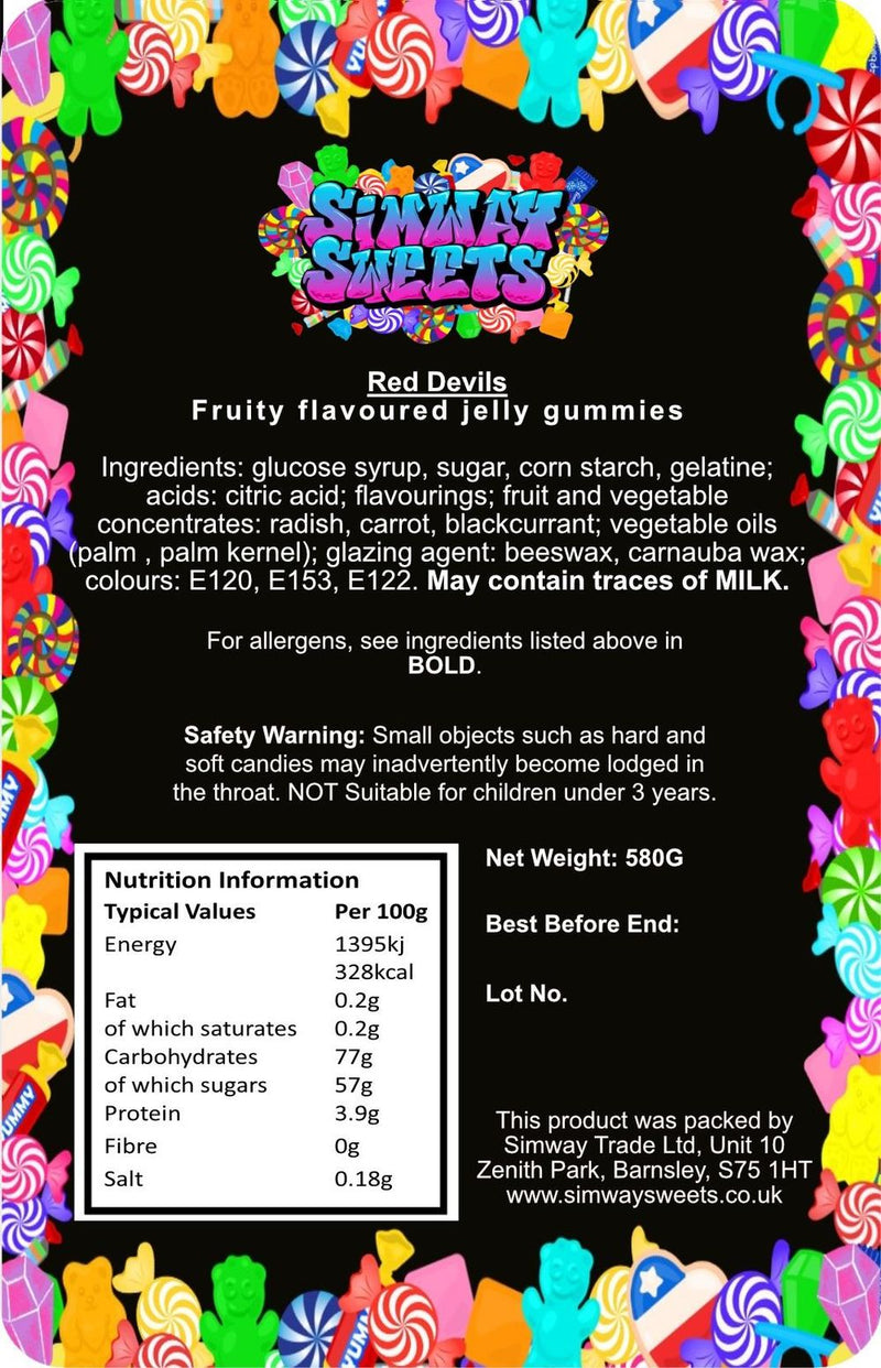 Delicious Red Devils Gummy Jelly Sweets in Gift Jar