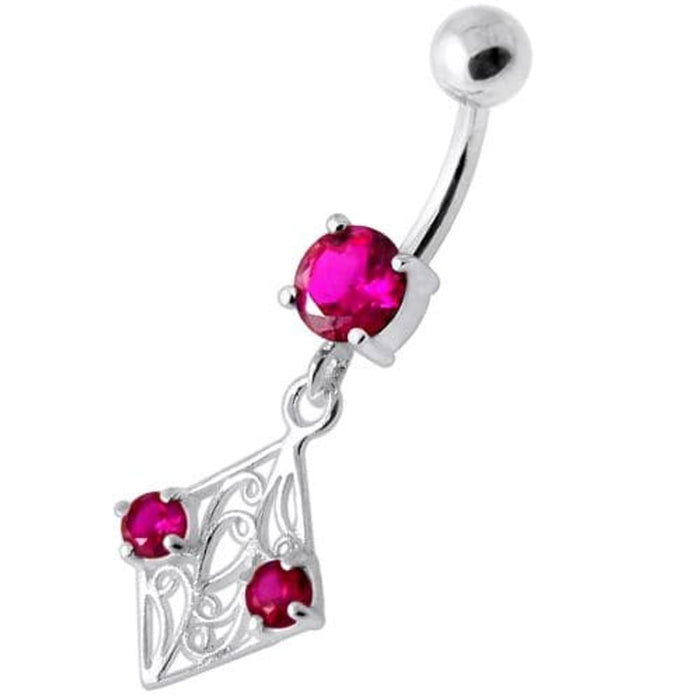 Fancy Jeweled Dangling Navel Bar