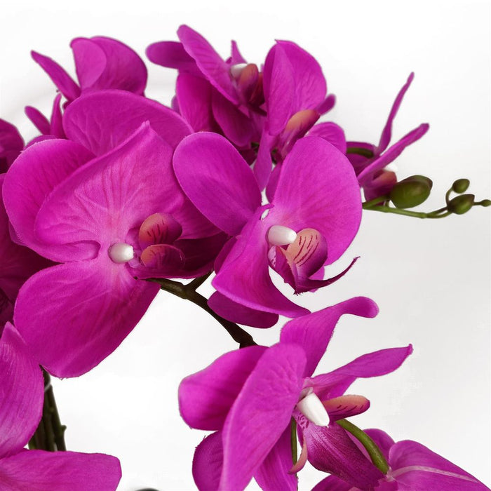 85cm Dark Pink Artificial Deluxe XL Orchid - High Quality Flowering Plant for Impressive Table Decor - 9 Leaves, 56 Flowers