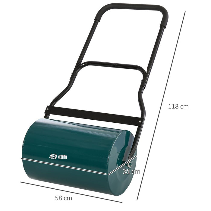 Premium Steel Lawn Grass Roller - 50L Capacity - Green