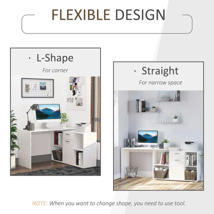 Dual-use Adjustable Large L-Shaped Computer Desk Laptop Workstation Flatwall