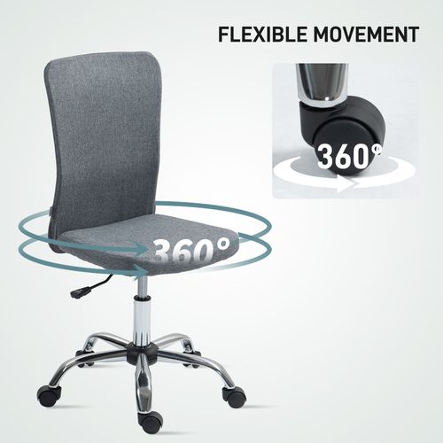 HOMCOM Armless Computer Desk Chair, Makeup Vanity Chair for Home, Grey