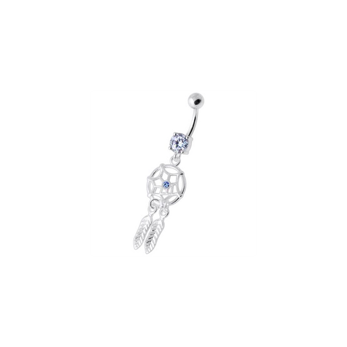 Jeweled Dream Catcher Silver Navel Ring