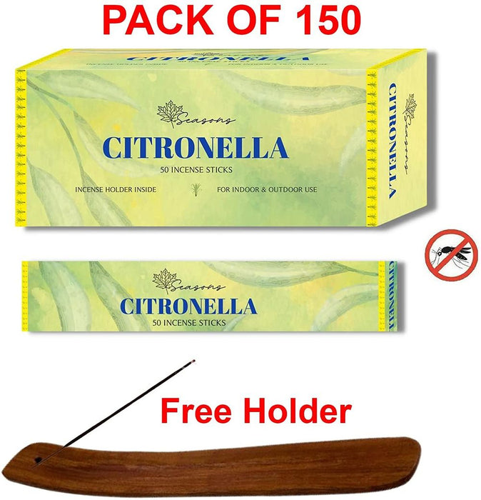 Citronella Incense Sticks For Outdoor, Garden, Kitchen, Home, Camping - Bugs, Mosquitoes and Insects Away With 3 Incense Holders