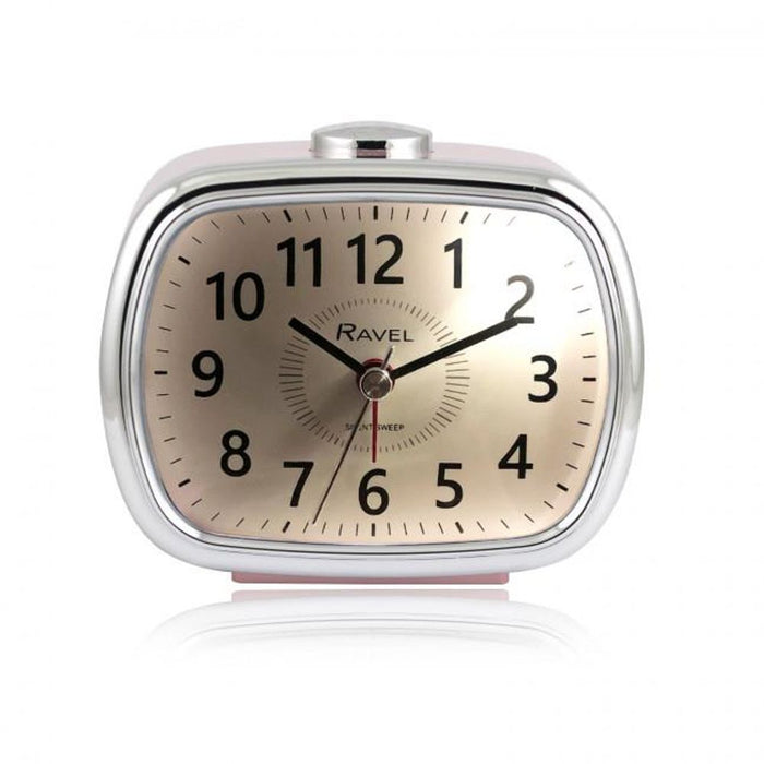 Ravel Pink/Silver Quartz Alarm Clock - Clear Dial, Easy to Read, Beep Alarm, Snooze