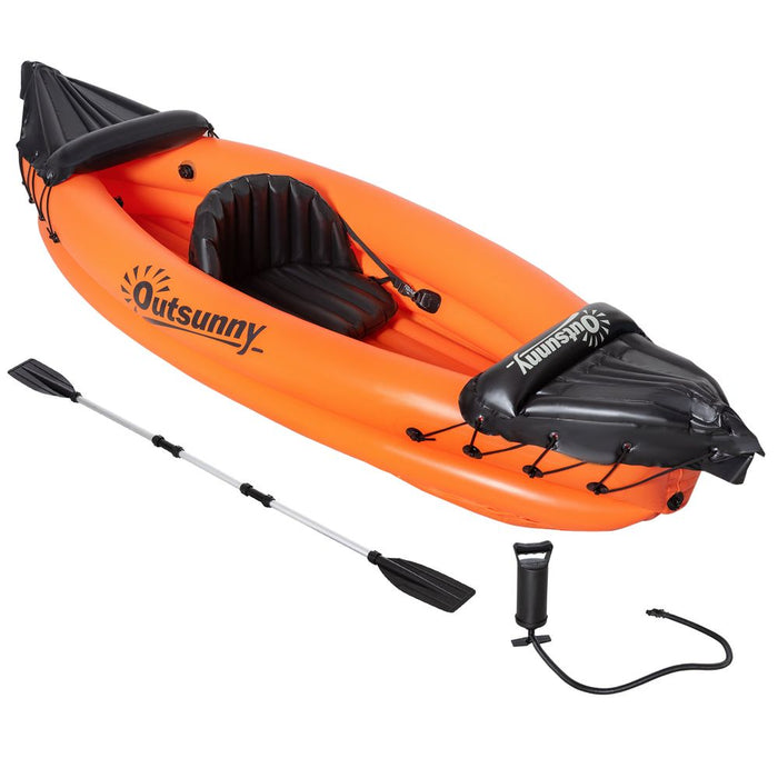 Inflatable Kayak, 1-Person Boat, Inflatable Canoe Set by Outsunny