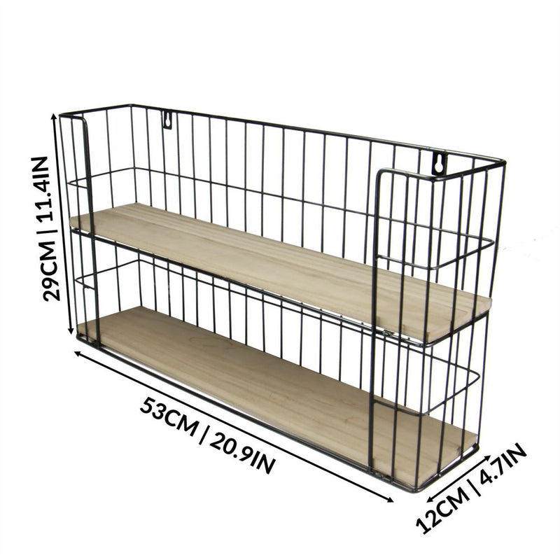 2 Tier Rectangular Floating Shelf | M&W | Stylish Industrial Decor | Rustic & Modern Home | Easy Install | Declutter Space
