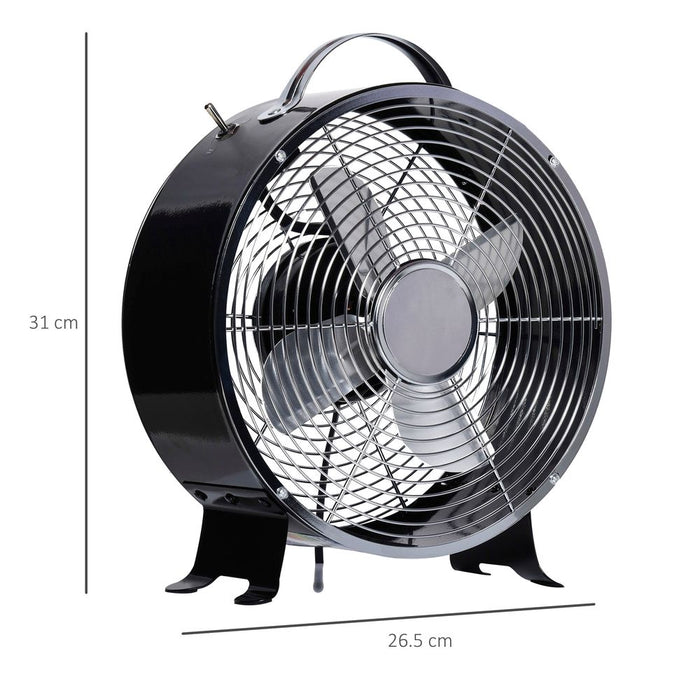 Powerful 26cm Electric Fan - 2-Speed, Anti-Slip Feet - Perfect for Home & Office - Black