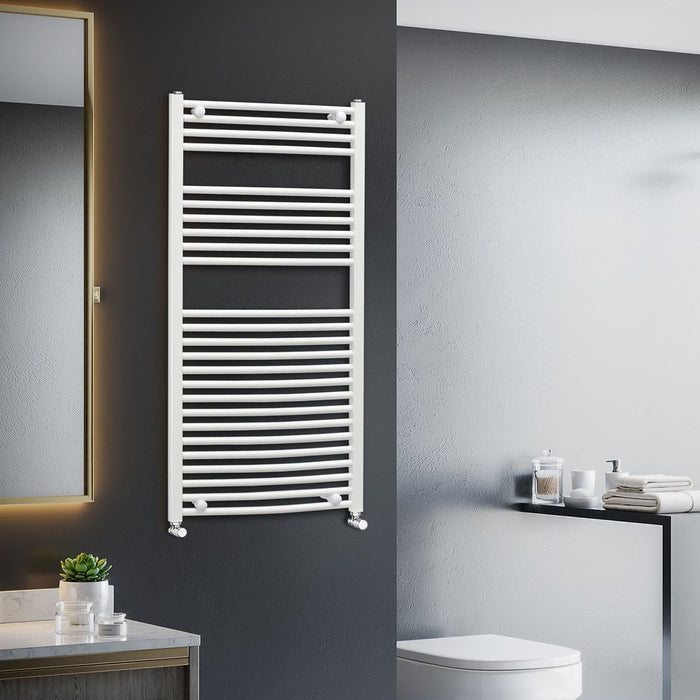 Heated Towel Rail, Bathroom Ladder Radiator 600mm x 1200mm White - HOMCOM