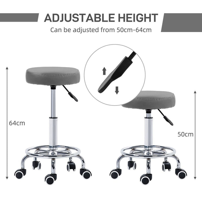 Vinsetto Round PU leather Salon Beautician Stool Adjustable Height, Grey