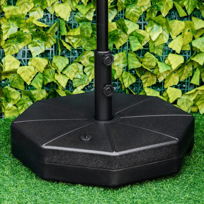 28kg Water/Sand-Filled Umbrella Stand | Outsunny | Black HDPE Base | Garden Parasol Holder