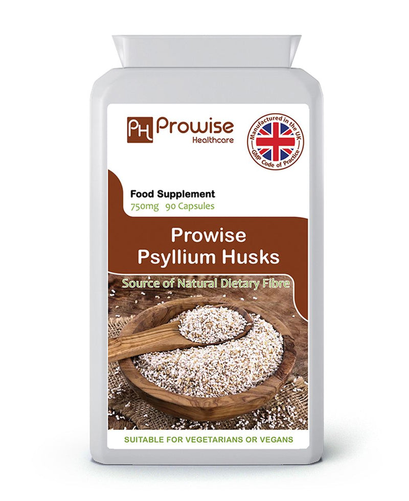 Psyllium Husks 750mg x 90 Capsules - High-Quality Fiber Supplement for Healthy Digestion and Weight Loss - Vegan-Friendly by Prowise