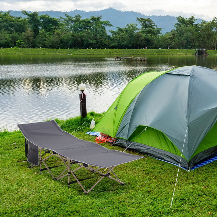 Outsunny Military Sleeping Cot - Portable, Durable, and Comfortable for Outdoor Camping - Grey