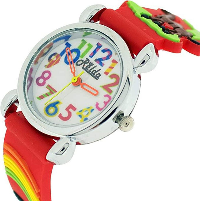 Relda Children's Analog 3D Zoo Animals Red Silicone Girl's Watch REL106