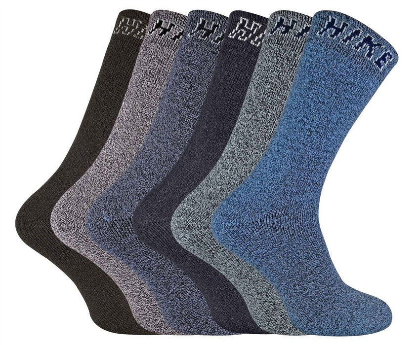 Premium Mens Hike Socks - 6 Pairs - Sizes 6-11 UK - Cotton Rich